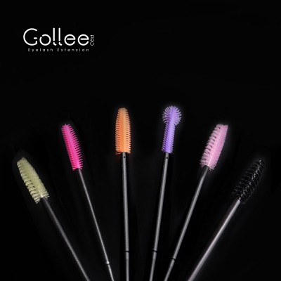 Gollee Pink Purple Yellow Blue Black Color Silicone Disposable Eyelash Mascara Brush